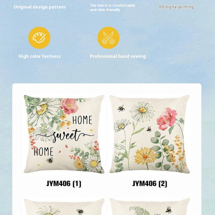 Spring Flowers Throw Pillow Cases Summer Floral Decorative Cushion Cover Pillowcase For Home Sofa-A