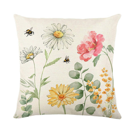 Spring Flowers Throw Pillow Cases Summer Floral Decorative Cushion Cover Pillowcase For Home Sofa-A