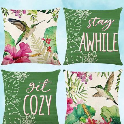 Home Decorative Throw Pillow Covers Flower and Bird Pillowcase Flower Leaves Cushion Covers