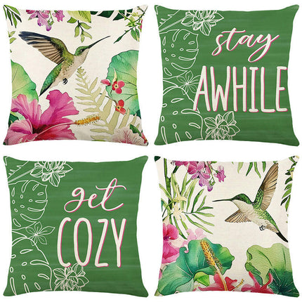 Home Decorative Throw Pillow Covers Flower and Bird Pillowcase Flower Leaves Cushion Covers