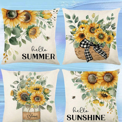 Sunflower Throw Pillow Cases Summer Floral Decorative Cushion Cover Pillowcase For Home Sofa-A