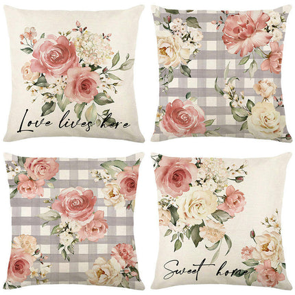 Spring Flowers Throw Pillow Cases Summer Floral Decorative Cushion Cover Pillowcase For Home Sofa-B