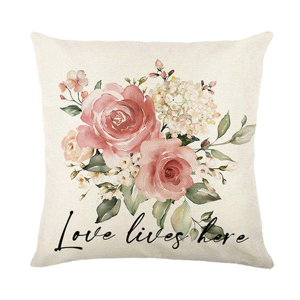 Spring Flowers Throw Pillow Cases Summer Floral Decorative Cushion Cover Pillowcase For Home Sofa-B