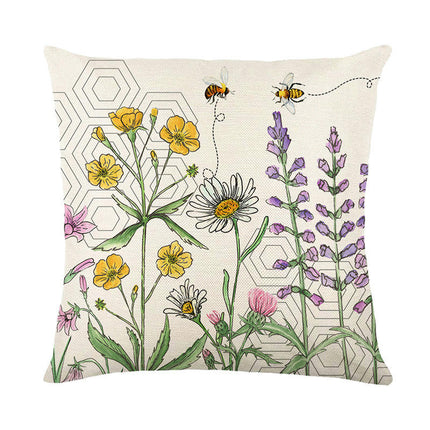 Spring Flowers Throw Pillow Cases Summer Floral Decorative Cushion Cover Pillowcase For Home Sofa-C