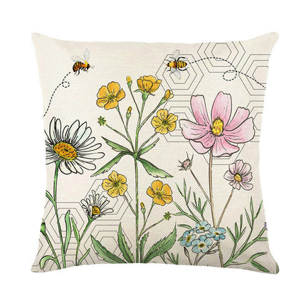 Spring Flowers Throw Pillow Cases Summer Floral Decorative Cushion Cover Pillowcase For Home Sofa-C