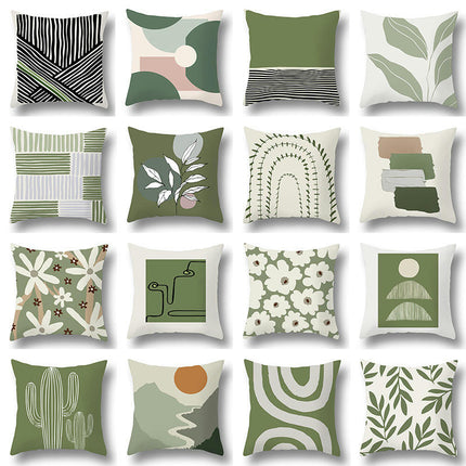 Abstract Art Throw Pillow Covers Green Decorative Square Cushion Cover Pillowcase for Home