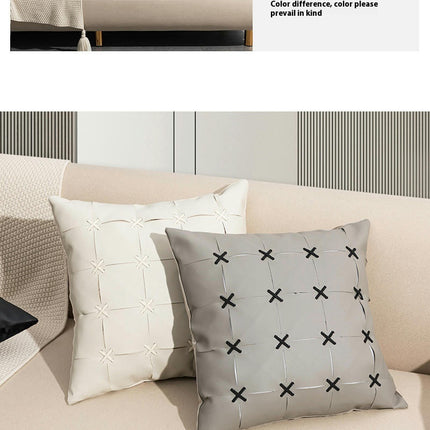 Solid Throw Leather Pillow Covers Square Pillow Cases Home Decorative Pillow Cushion Cover for Sofa Bed