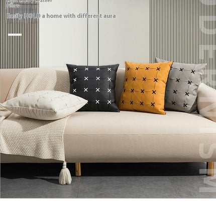 Solid Throw Leather Pillow Covers Square Pillow Cases Home Decorative Pillow Cushion Cover for Sofa Bed