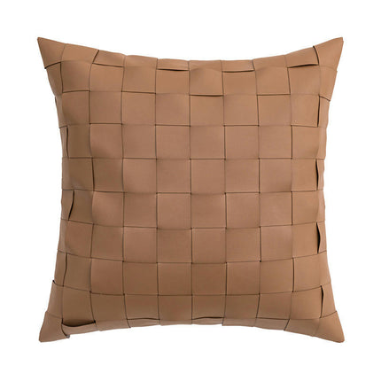 Solid Throw Leather Pillow Covers Square Pillow Cases Home Decorative Pillow Cushion Cover for Sofa Bed-A