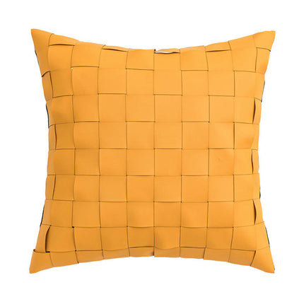 Solid Throw Leather Pillow Covers Square Pillow Cases Home Decorative Pillow Cushion Cover for Sofa Bed-A