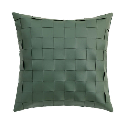 Solid Throw Leather Pillow Covers Square Pillow Cases Home Decorative Pillow Cushion Cover for Sofa Bed-A