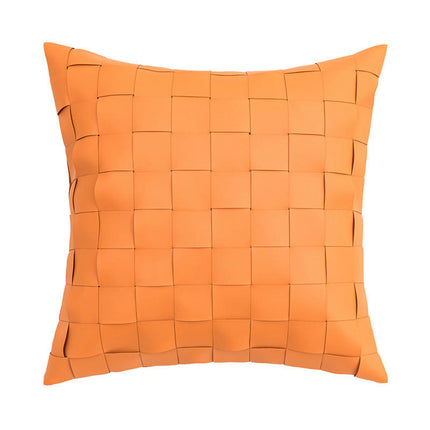 Solid Throw Leather Pillow Covers Square Pillow Cases Home Decorative Pillow Cushion Cover for Sofa Bed-A