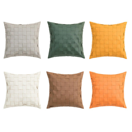 Solid Throw Leather Pillow Covers Square Pillow Cases Home Decorative Pillow Cushion Cover for Sofa Bed-A