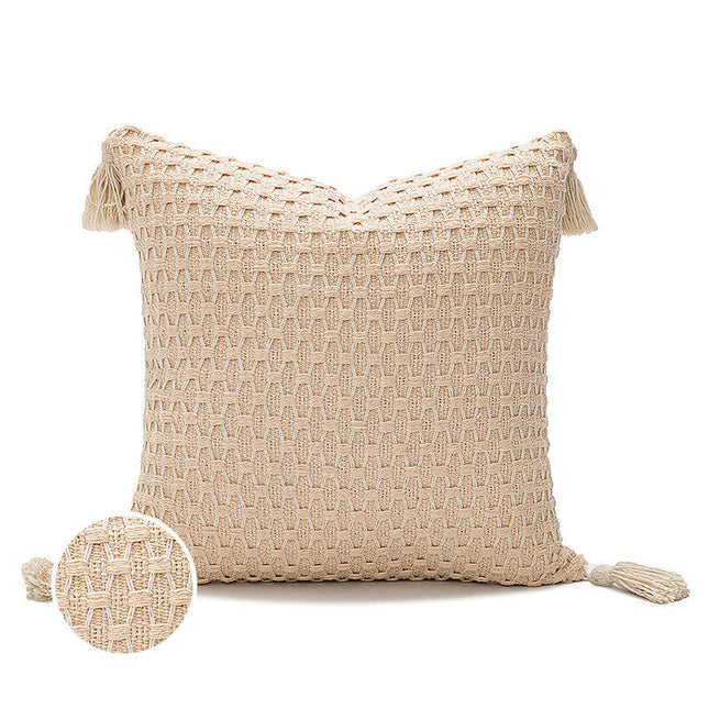 Throw Pillow Covers,Pillow Cases with Tassels Woven Cushion Cover for Sofa Bedroom Living Room