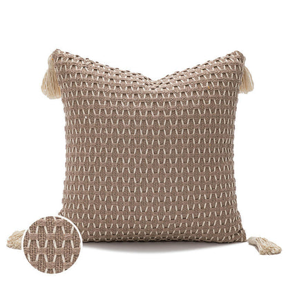 Throw Pillow Covers,Pillow Cases with Tassels Woven Cushion Cover for Sofa Bedroom Living Room