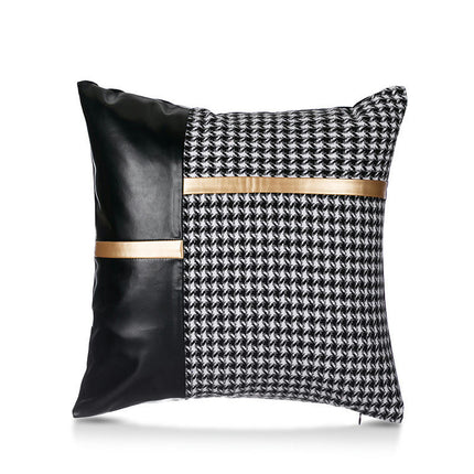 Throw Leather Pillow Covers Plaid Pillow Cases Home Decorative Pillow Cushion Cover for Sofa