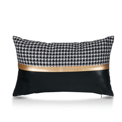 Throw Leather Pillow Covers Plaid Pillow Cases Home Decorative Pillow Cushion Cover for Sofa