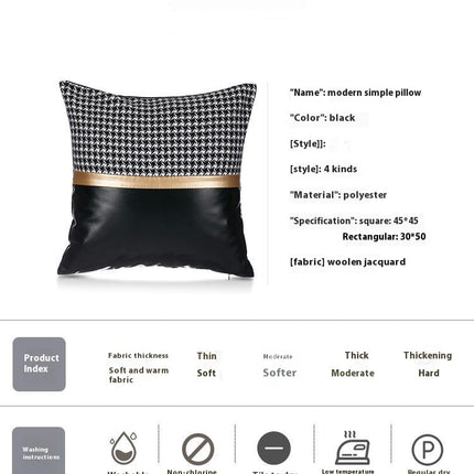 Throw Leather Pillow Covers Plaid Pillow Cases Home Decorative Pillow Cushion Cover for Sofa