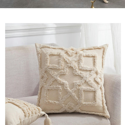 Tassels Decorative Throw Pillow Covers With Zipper Cushion Cover for Sofa Living Room