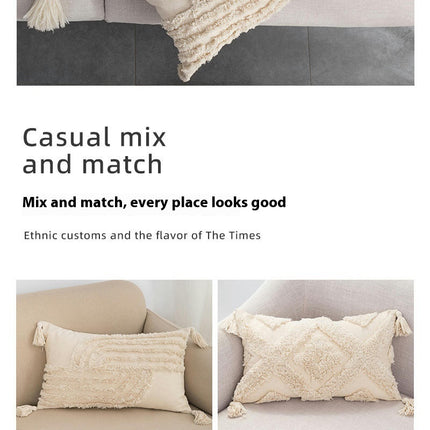 Tassels Decorative Throw Pillow Covers With Zipper Cushion Cover for Sofa Living Room