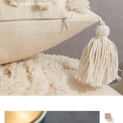 Tassels Decorative Throw Pillow Covers With Zipper Cushion Cover for Sofa Living Room