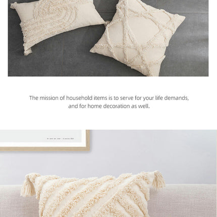 Tassels Decorative Throw Pillow Covers With Zipper Cushion Cover for Sofa Living Room