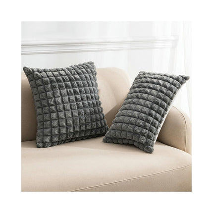 Super Soft Plush Throw Pillow Covers Plaid Modern Decorative Pillow Case Cushion Cover for Home Sofa