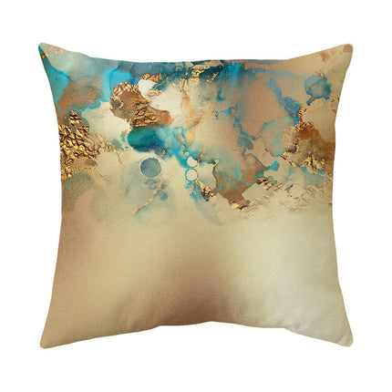 Blue and Gold Throw Pillow Case Square Cushion Cover for Home Sofa Bedroom Couch Car