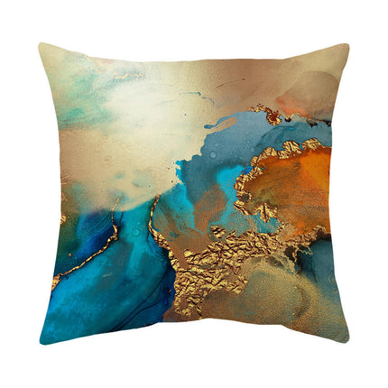 Blue and Gold Throw Pillow Case Square Cushion Cover for Home Sofa Bedroom Couch Car