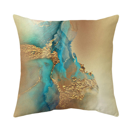 Blue and Gold Throw Pillow Case Square Cushion Cover for Home Sofa Bedroom Couch Car