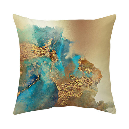 Blue and Gold Throw Pillow Case Square Cushion Cover for Home Sofa Bedroom Couch Car