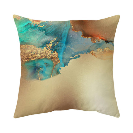 Blue and Gold Throw Pillow Case Square Cushion Cover for Home Sofa Bedroom Couch Car