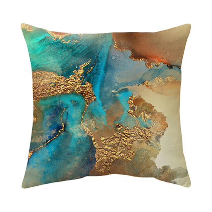 Blue and Gold Throw Pillow Case Square Cushion Cover for Home Sofa Bedroom Couch Car