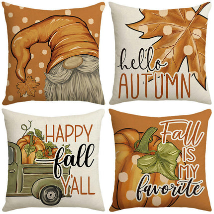 Autumn Maple Leaves Throw Pillow Case Square Pumpkin Cushion Cover for Home Sofa Bedroom Couch Car