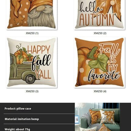 Autumn Maple Leaves Throw Pillow Case Square Pumpkin Cushion Cover for Home Sofa Bedroom Couch Car