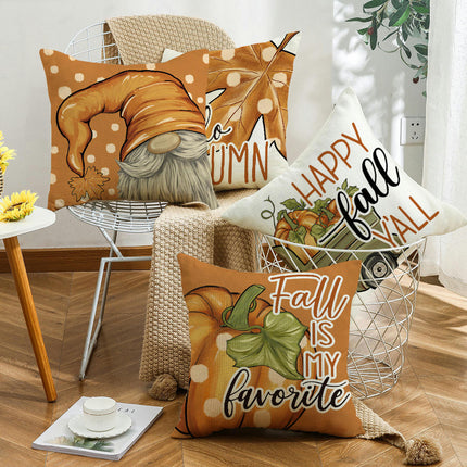 Autumn Maple Leaves Throw Pillow Case Square Pumpkin Cushion Cover for Home Sofa Bedroom Couch Car