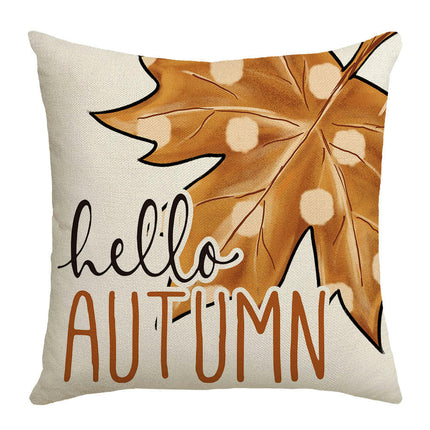 Autumn Maple Leaves Throw Pillow Case Square Pumpkin Cushion Cover for Home Sofa Bedroom Couch Car