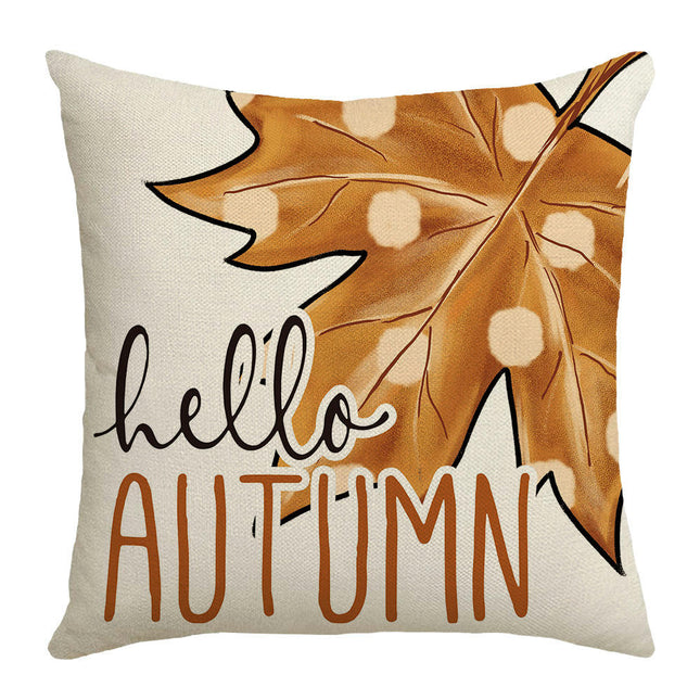 Autumn Maple Leaves Throw Pillow Case Square Pumpkin Cushion Cover for Home Sofa Bedroom Couch Car