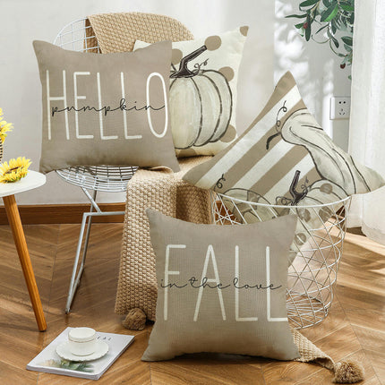 Pumpkin Throw Pillow Cover Autumn Farmhouse Cushion Case Decoration for Sofa Home Couch