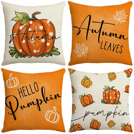 Thanksgiving Farmhouse Cushion Case Pumpkin Throw Pillow Cover Decoration for Sofa Home Couch