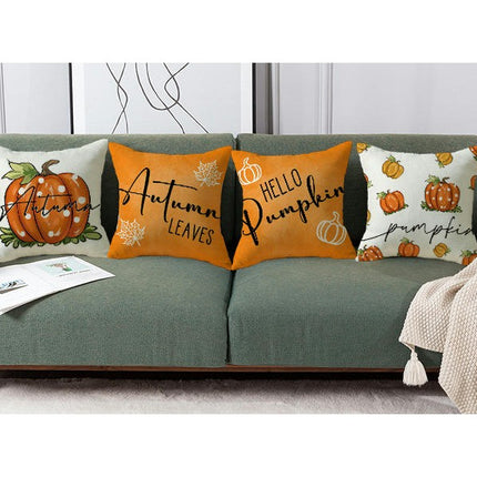 Thanksgiving Farmhouse Cushion Case Pumpkin Throw Pillow Cover Decoration for Sofa Home Couch