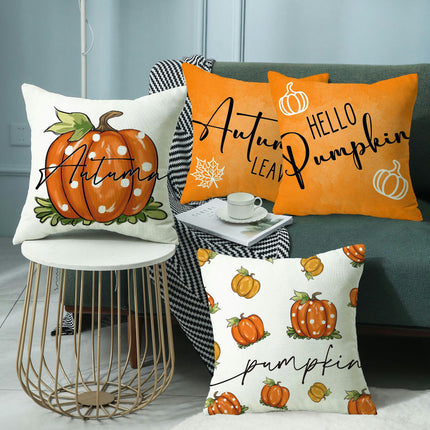 Thanksgiving Farmhouse Cushion Case Pumpkin Throw Pillow Cover Decoration for Sofa Home Couch