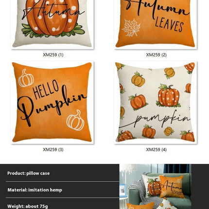 Thanksgiving Farmhouse Cushion Case Pumpkin Throw Pillow Cover Decoration for Sofa Home Couch