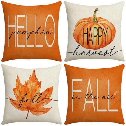 Throw Pillow Covers Hello Pumpkin Cushion Cases, Thanksgiving Decorative Pillowcase for Sofa Bed