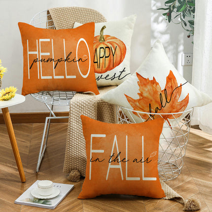 Throw Pillow Covers Hello Pumpkin Cushion Cases, Thanksgiving Decorative Pillowcase for Sofa Bed