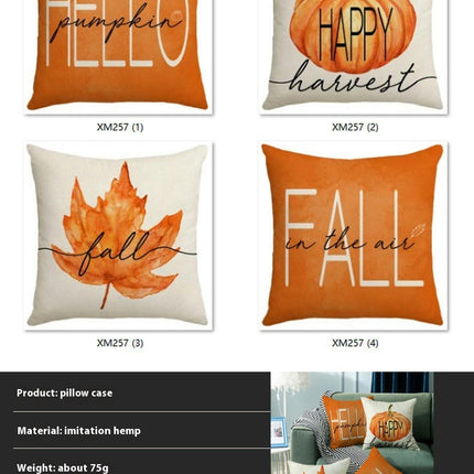 Throw Pillow Covers Hello Pumpkin Cushion Cases, Thanksgiving Decorative Pillowcase for Sofa Bed