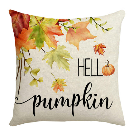 Thanksgiving Farmhouse Cushion Case Pumpkin Throw Pillow Cover Decoration for Sofa Home Couch-A