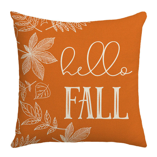 Throw Pillow Covers Hello Pumpkin Cushion Cases, Thanksgiving Decorative Pillowcase for Sofa Bed-A