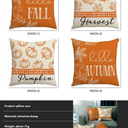 Throw Pillow Covers Hello Pumpkin Cushion Cases, Thanksgiving Decorative Pillowcase for Sofa Bed-A