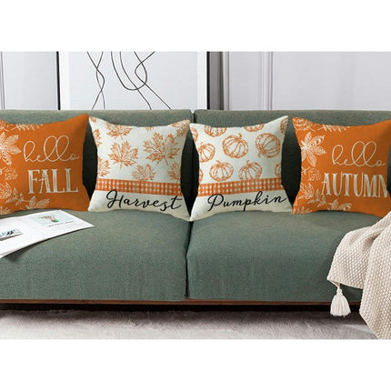 Throw Pillow Covers Hello Pumpkin Cushion Cases, Thanksgiving Decorative Pillowcase for Sofa Bed-A